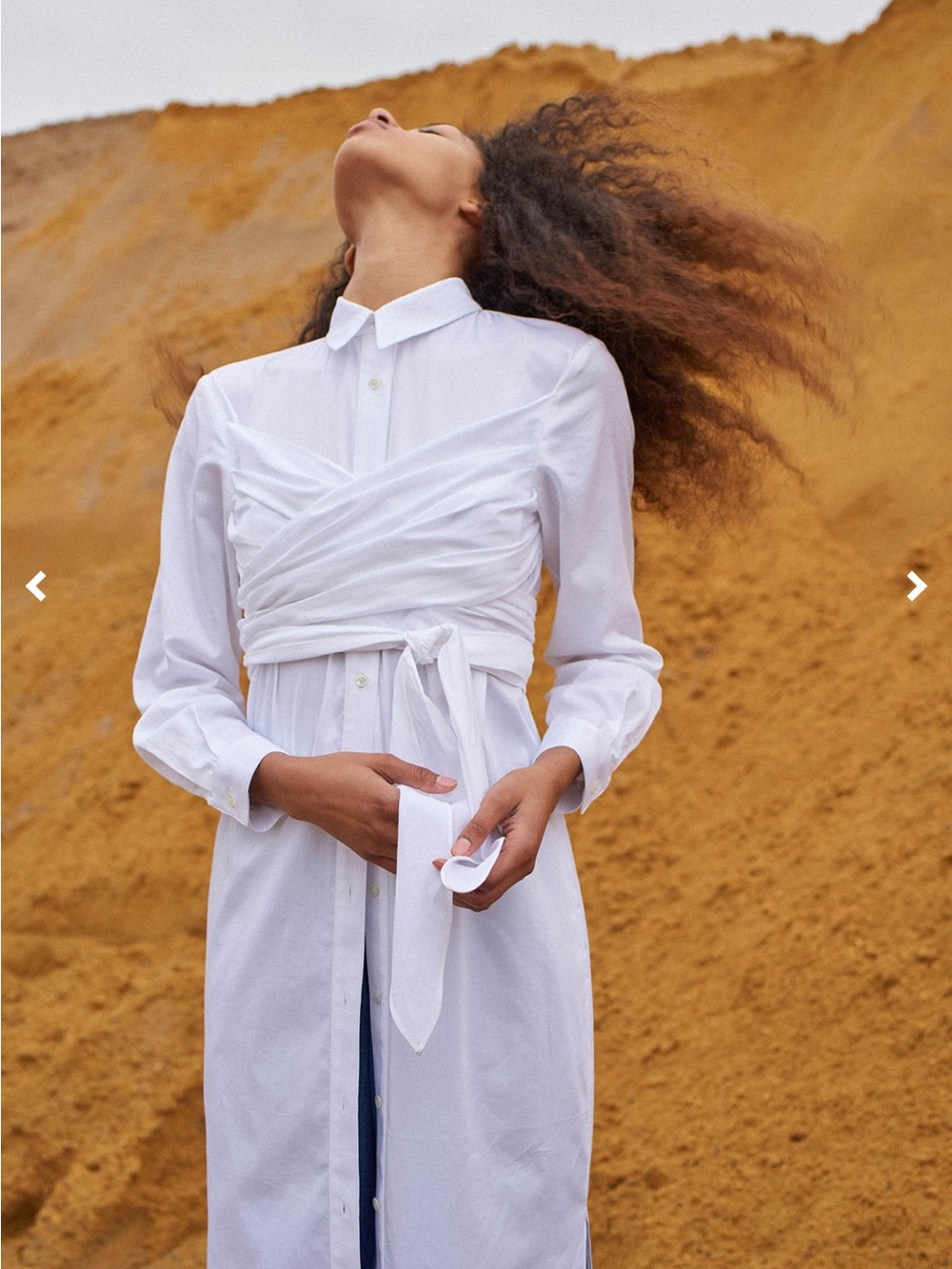 Mara Hoffman White Long-Sleeve Wrap Shirt Dress